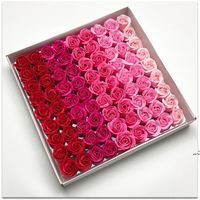 Wholesale 81pcs Soap Flower Head Three layer Scented Rose without Stand Bath Body Petal Flowers Valentine S Day Wedding DHD12993