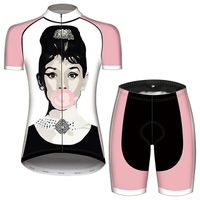 Wholesale 2021 Audrey Hepburn Women s Short Sleeve Cycling Jersey with Shorts Bike Clothing Suit Anatomic Design Quick Dry Moisture Wicking Sports Summer Polyester