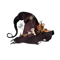 Wholesale Stingy Brim Hats Halloween Party Headdress Hat For Women Felt Witch With Flower Handmade Cosplay Props Headwear