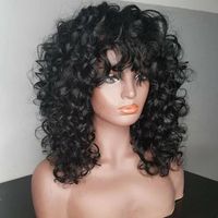 Wholesale Lace Wigs Peruvian Loose Curl Front Human Hair With Bangs Density Glueless Fringe Pre Plucked Baby For Women