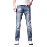 Wholesale Men s Jeans Spring Autumn Regular Fit Vintage Fashion Casual Washed Blue Stretch Denim Pants Male Brand Trousers