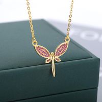 Wholesale Pendant Necklaces Gothic Dragonfly For Women Lover Pink Zircon Crystal Flower Fairy Elf Aesthetic Angel Jewelry Collier Femme