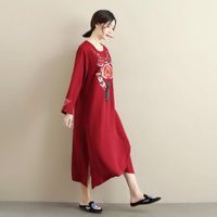Wholesale Casual Dresses Summer Women Dress Chinese Knot Embroidered Nation Style Embroidery Tassels Cotton And Linen D917