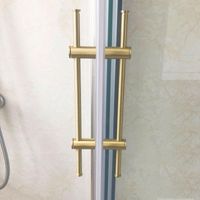 Wholesale Handles Pulls pair Brass Glass Door Handle Wood Long Adjustable Shower Knobs handles Bath Towel Hanger Bathroom Doorknob Hardware