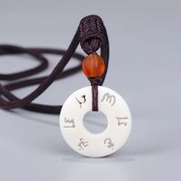 Wholesale New white ivory fruit carved six character proverb Pendant Necklace stationery necklace sweater chain
