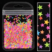 Wholesale fluorescence star neon nail art glitter slices d shape sequins flakes mix shining acrylic gel nails decoration