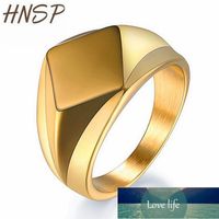 Wholesale HNSP L Stainless Steel Smooth Triangle Power Gold Rings For Men Male Finger Jewelry Black Silver Color Factory price expert design Quality Latest Style Original