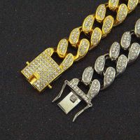Wholesale Hip hop trendsetter diamond inlaid Cuba wide Bracelet men s Dragon Beard buckle widened bracelet with mm width