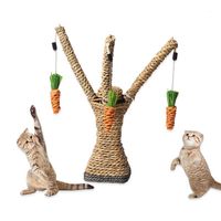 Wholesale Cat Toys Sisal Scratching Toy Branch Of Tree Grass Rope Post Pet Kitten Jumping Platform With Carrot Fun Design