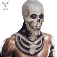 Wholesale Waylike Skull Skeleton Mask Bone Chest Piece Halloween Costume Horror Evil Latex Rubber Full Head G0910