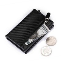 Wholesale Zovyvol Credit Card Holder New Aluminum Box Wallet Rfid Pu Leather Pop Up Case Magnet Carbon Fiber Coin Purse