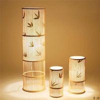 Wholesale Floor Lamps Chinese Bamboo Lamp Handmade Standing Bedroom Living Room Bedside Led Lights Home Decor Fixtures Drop Ship