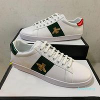 Wholesale 2021 Luxurys Designers Shoes ACE Bee High Top Quality Women Sneakers Red Green Stripe Platform Men Casual Shoe Italy White Leather Trainers