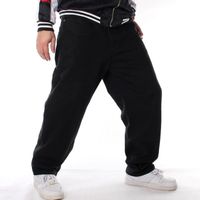 Wholesale Men s Jeans Man Loose Baggy Solid Color Hiphop Skateboard Denim Pants Hip Hop Rap Male Black Trouses Big Size Harem