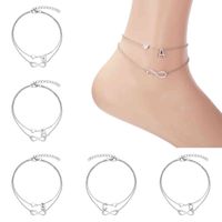 Wholesale Summer New A Z Letter Initial Anklets For Women Silver Color Heart Anklet Bracelet Leg Chain Fashion Beach Party Foot Jewelry