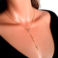 Wholesale Womens Gold Black Tone Stainless Steel Rosary mm Beads Chain Female Fashion Sweater Necklace Bijoux Femme Collana Rosario