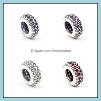 Wholesale Sier Loose Beads Jewelry Authentic Sterling Spacer Mticolor Crystal Rhinestones Big Hole Fit Charm Bracelets Diy Findings Drop Delivery