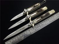 Wholesale Solingen Antler Tactical Folding Knife Italian Mafia Automatic Stiletto Horizontal Knives C Outdoor Camping Hunting Survival Pocket Keychain EDC Tools