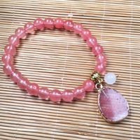 Wholesale Beaded Strands Unisex Bracelet Natural Stone Agate Round Beads With Egg Shape Pendant Bangle For Valentine s Day Christmas Jewelry Gift x