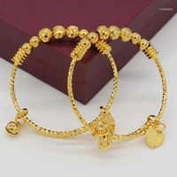 Wholesale Adixyn TWO PIECES Ball Bangles For Baby Kids Gold Color Ethiopian Bracelet Bangle Trendy African Arab Jewelry1