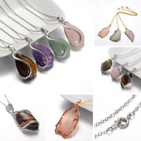 Wholesale Pendant Necklaces Mix Natural Quartz Crystal Stone Necklace Healing Reiki Chakra Horse Eye Stones Chain For Women Men Jewelry Gift