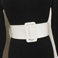 Wholesale Ms waist sealing Wide PU Leather Decoration Skirt Shirt Dress Round Buckle Rectangle Black White Belt Simple Versatile Belt C P0817