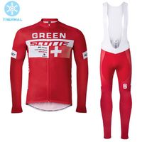 Wholesale Racing Sets Green Scotte Winter Men Bike Jersey Thermal Fleece Warm Cycling Long Sleeve Clothing Triathlon