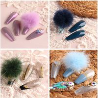 Wholesale Cute Soft Touch Nail Pom Poms Trendy Charms Puffy Ball Fluffy Kit Pendant Nails Art Jewelry D Detachable Fingernails Fur Balls Colorful Supplies