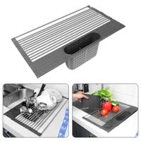 Wholesale Multi Use Kitchen Drying Rack Storage holders Over Sink Roll up Dish Drying Racks Foldable Fruit Vegetable Meat Organizer Tray Drainer