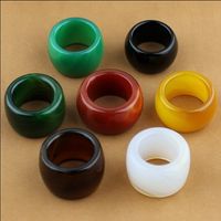 Wholesale 7 Colors Chinese Natural onyx jade hand carved man ring