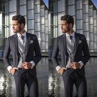 Wholesale Men s Suits Blazers Dark Gray Wedding Tuxedos Men Formal Business Bridegroom Sposa Groomsmen Suit Western Style Clothes Jackets Pants