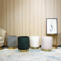 Wholesale Living Room Furniture FCH Ottoman Set Round Velvet Footrest Modern Vanity Stool Seat Bedroom