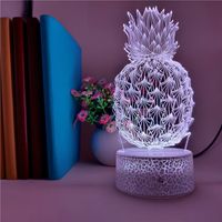 Wholesale 3D Night Light LED Nightlight Lovely Pineapple Home Decor Illusion Lamp With Black Crack base