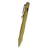 Wholesale Ballpoint Pens ACMECN Brass Tactical Pen g Heavy Survival Self Defense With Ball And Glass Breaker Tool For Outing Camping Gold