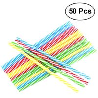 Wholesale 50pcs Two Colors Thread Pattern Reusable Plastic Thick Drinking Mason Jar Straws Mixed Colors