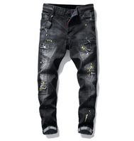 Wholesale big size jeans spring men s paint hole style luxury jeans denim pants slim fit casual Pencil jeans