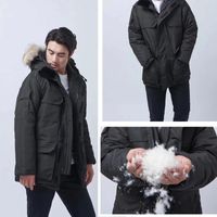 Wholesale Men s Outerwear Coats Winter outdoor leisure sports down jacket white duck windproof parker long leather collar cap warm real wolf fur stylish classic adventure coat