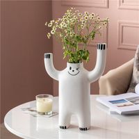 Wholesale Vases GIEMZA Boho Snowman Vase Accessories For Home Scandinavian Style Geometric Decor Flower Pot Head Stands Candle Holder