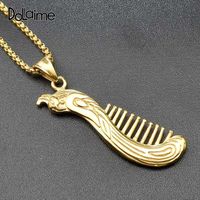 Wholesale Pendant Necklaces Dolaime Party Style Trendy Women Stainless Steel Silver Color Phoenix Pattern Handle Comb Necklace PA033