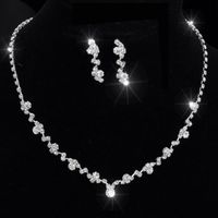 Wholesale In Stock Bling Crystal Bridal Jewelry Set silver plated necklace diamond earrings Wedding jewellery sets for bride Bridesmaid women Accessories