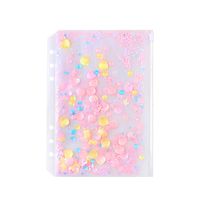 Wholesale A6 PVC Notebook Pocket with Holes Glitter Plastic Pockets Ring Loose Leaf Bags Filofax Zipper Envelopes Bult in Flakes S2