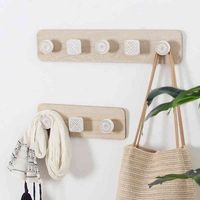 Wholesale Rustic Coat Mounted Wood Hanger Key Holder Home Decor Clothes Storage Rack Wall Hook Hangers for Entryway Bathroom