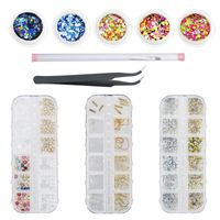 Wholesale Nail Art Decorations Boxes Nails Decors And Pots Decoration Painting Brush Tweezers Beauty Tool