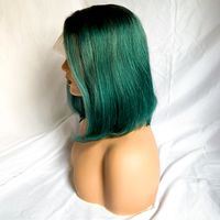 Wholesale 1b green Silky Straight T part bob wig human hair weaving on sale with Lace Front middle part inch ombre color Brazilian wigs for black women