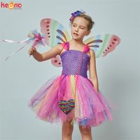 Wholesale Girls Butterfly Fairy Fancy Tutu Dress Wings Costume Kids Princess Birthday Party Halloween Cosplay Spring Tulle