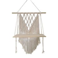 Wholesale Tapestries Hand Woven Macrame Hanging Planter Basket Wooden Shelves Bohemian Style Layers Rack Wall Tapestry Home Room Decor