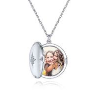 Wholesale SKA Sterling Sier Round White Sapphire Starburst Locket Necklace gold plated necklace k
