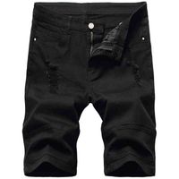 Wholesale Men s Shorts fashion arrivals men denim shorts Distress Ripped Destroyed black white short jeans mans trousers G9G