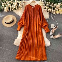 Wholesale Casual Dresses Female lace long phoamline spring fashion sleeve round collar open back coupled chiffon DTNJ