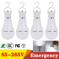 Wholesale E27 Emergency LED Bulbs AC85 V W W W W Intelligent Rechargeable Light Bulb With Hook for Home Outage Camping Tent